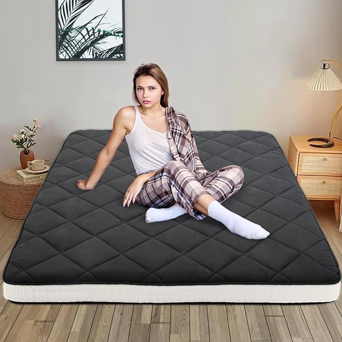DoCred Twin Size Futon Mattress, Extra Thick Foldable Japanese Floor Mattress Memory Foam Sleeping Pad for Adults - Roll Up Mattress Tatami Mat Folding Sleeping Pad Breathable Floor Lounger Guest Bed