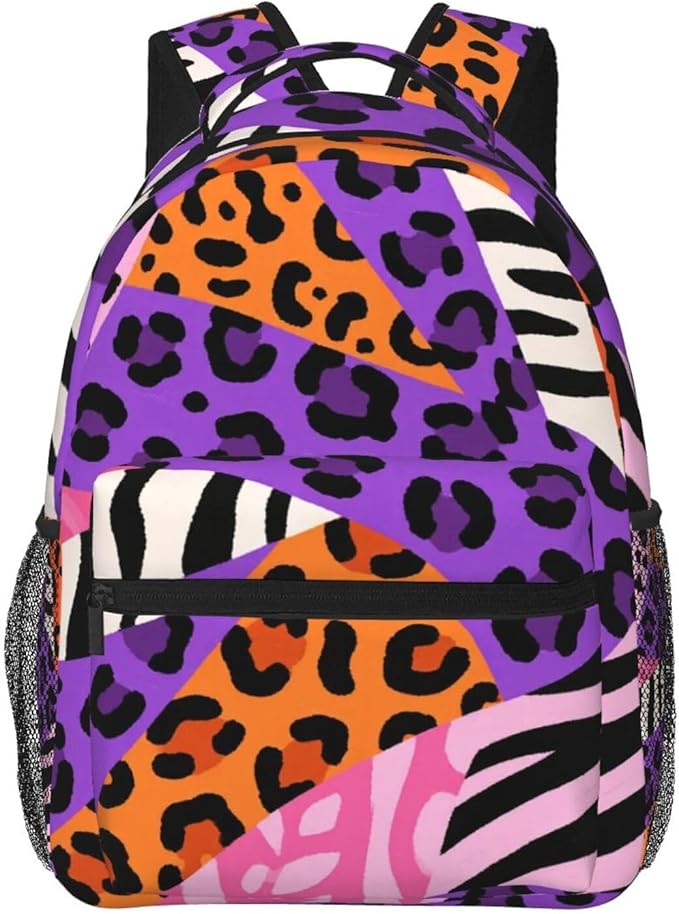 Adults Lightweight Cheetah Leopard Print Floral Color Shoulder Book Bags Big Capacity Shoulder Bag With Adjustable Shoulder Straps for Trekking Work Walking Cycling