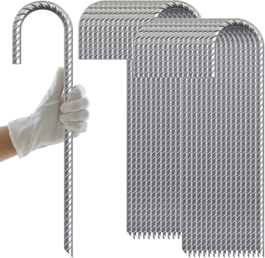 AAGUT Rebar Stakes 32 Pack 12'' Ground Stakes 3/8" Heavy Duty J Hook Anchors, Plant Support Garden Spikes Anti Rust Galvanized for Chain Link Fence