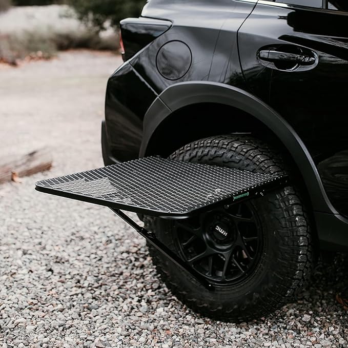 Tire Table Medium Aluminum Camping Table for Camp, Travel, Tailgating, Overlanding and Outdoor Work | Easily Holds 50 Pounds | Installs Within Seconds | 29" x 23" x 1.5"