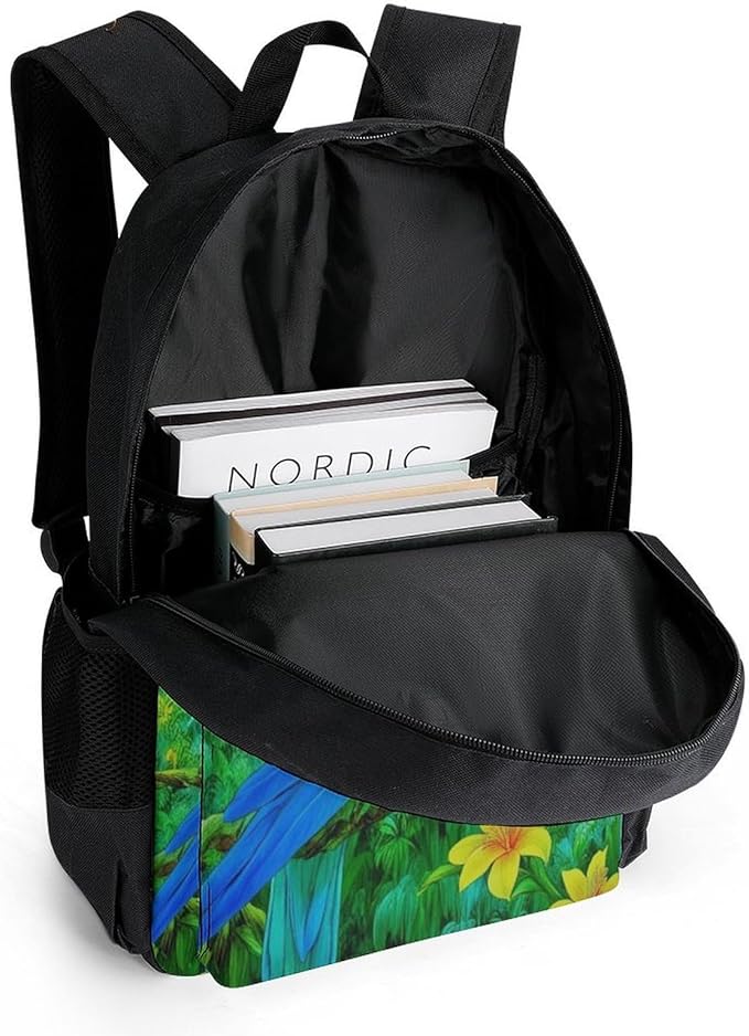Supdreamc Adults Lightweight Parrots Spirit Art Rucksacks Large Capacity Bookbag With Adjustable Shoulder Straps for Trekking Outdoors Bicycle