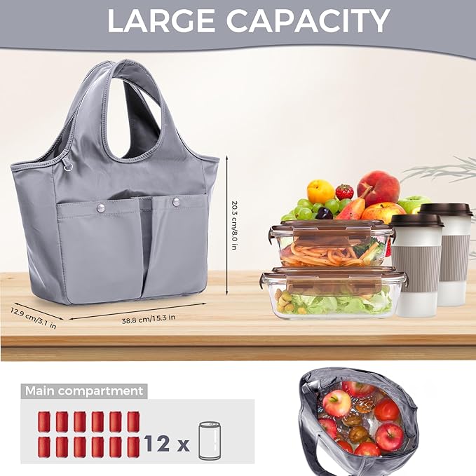 Lunch Bag for Women Fresh Keep Reusable Lunch Tote Bags Lunch Box with Storage Pocket Food Lunch Containers High Capacity Lunch Purse for Work, Office, Picnic, Travel