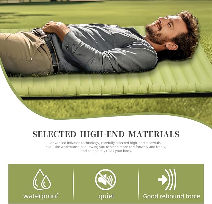 Ultralight Inflatable Sleeping Pad for Camping and Backpacking, 72x26 inches, 3.62-inch Thickness, Waterproof & Easy Inflation, Lightweight Sleeping Pad for Outdoor Adventures