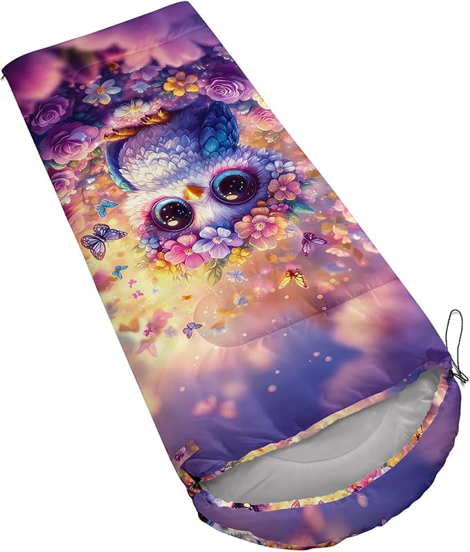 AILONEN Girls Pink Camping Sleeping Bags,Lightweight & Waterproof,3 Season Warm & Cool Weather,Cute Bow Duck Print Sleeping Bags for Kids,Girls,Adults Travelling,Outdoors