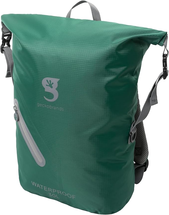 geckobrands Lightweight 30L Waterproof Backpack - Lightweight Watertight Outdoor Bag Hiking Traveling Light Water Activities