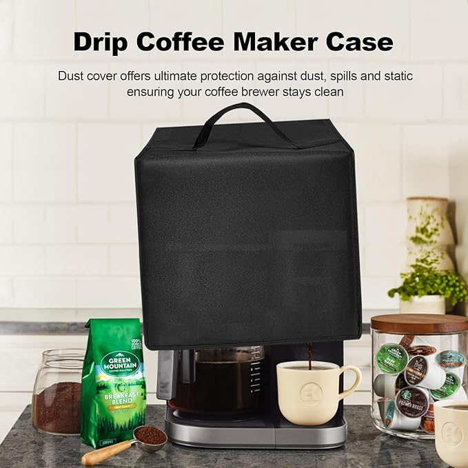 Cold Brew Coffee Maker Cover Drip Coffee Maker Lid Waterproof Antistatic Nylon Case for K-Duo Gen2/K-Cup Gen1 Hot & Iced Single Serve & Carafe Coffee Make 72oz (Black)