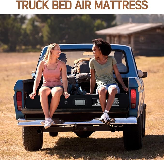 Umbrauto Truck Air Mattress for 6-6.5ft Full Size Truck Bed, Rechargeable Wireless Pump, Upgraded Peach Skin Fabric Top, Pickup Tent Airbed for Outdoor Travel
