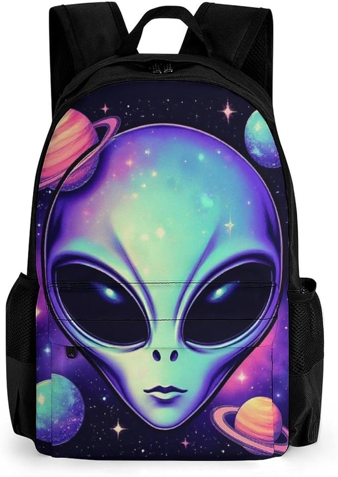Rucksacks Lightweight Multipurpose Anti-Theft Alien And Ufo Space Universe Art Shoulder Bag Big Capacity Traveling Camping Backpack With Side Pockets