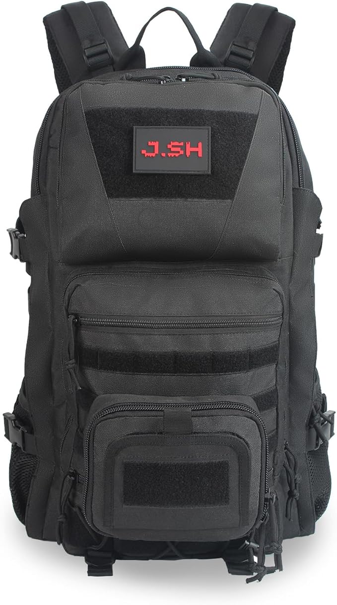 J.SH 50L Military Tactical Backpack for Men, 3 Day Assault Backpack, PVC Waterproof Coating & MOLLE System, Holds 17in Laptop Suitable for Hiking, Camping, Survival Training, Gym Backpacks - Black