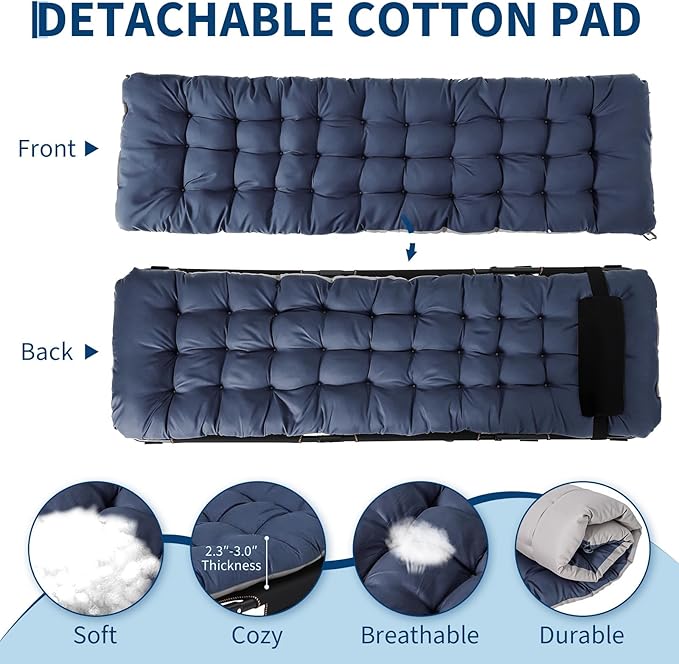 Camping Cot for Adults, Folding Bed with Thick Removable Mattress, Camping Bed Applicable to Travel Bed Outdoor, Home, Guest & Office Nap, Max 400LBS Load, 170cm(66.93")