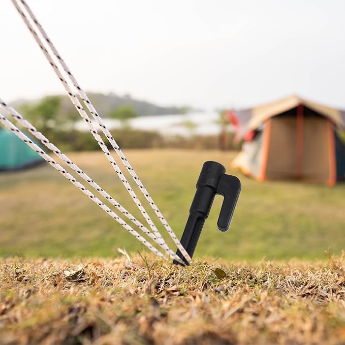 20pcs Heavy Duty Plastic Landscape Edging Stakes Plant Support Lawn Stake Durable Tent Pegs Spike Hook for Outdoor Activities Garden Camping Black