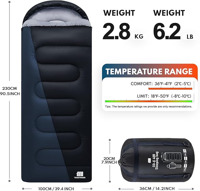 0 Degree XXL Sleeping Bags for Adults Cold Weather,Camping Sleeping Bag with Compression Sack for Winter Hiking, Hunting,Traveling
