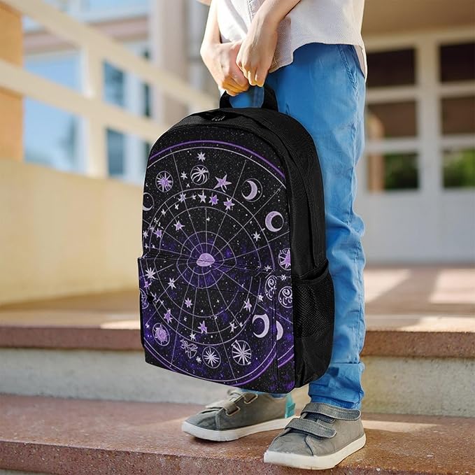 Supdreamc Adults Lightweight Zodiac Colorful Constellation Galaxy Art Rucksacks Large Capacity Bookbag With Adjustable Shoulder Straps for Trekking Outdoors Bicycle
