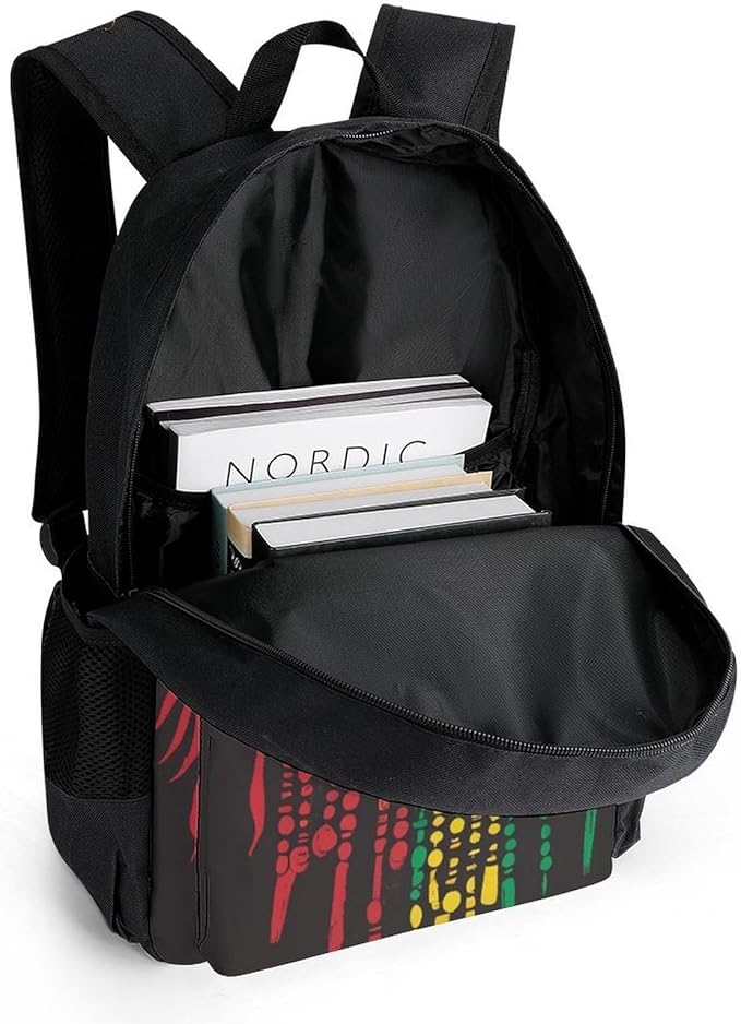 Polyester Daypack Backpack for Trekking Picnic Walking Cycling, Large Capacity Anti-Theft Multipurpose Shoulder Bag, Rasta Lion Sunglasses Casual Daypack