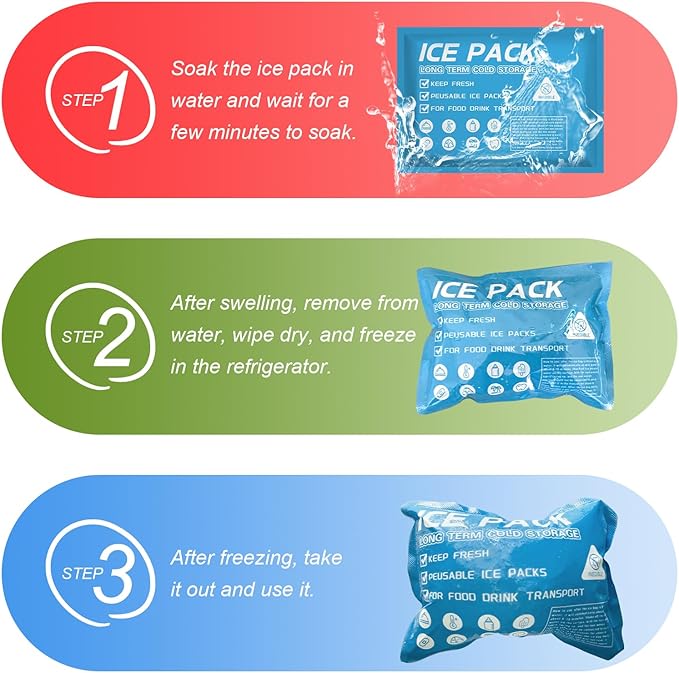 Ice Packs for Coolers Shipping Lunch Box Cold Cooler Bag Long Lasting Reusable Ice Pack Gel Freezer Packs for Camping