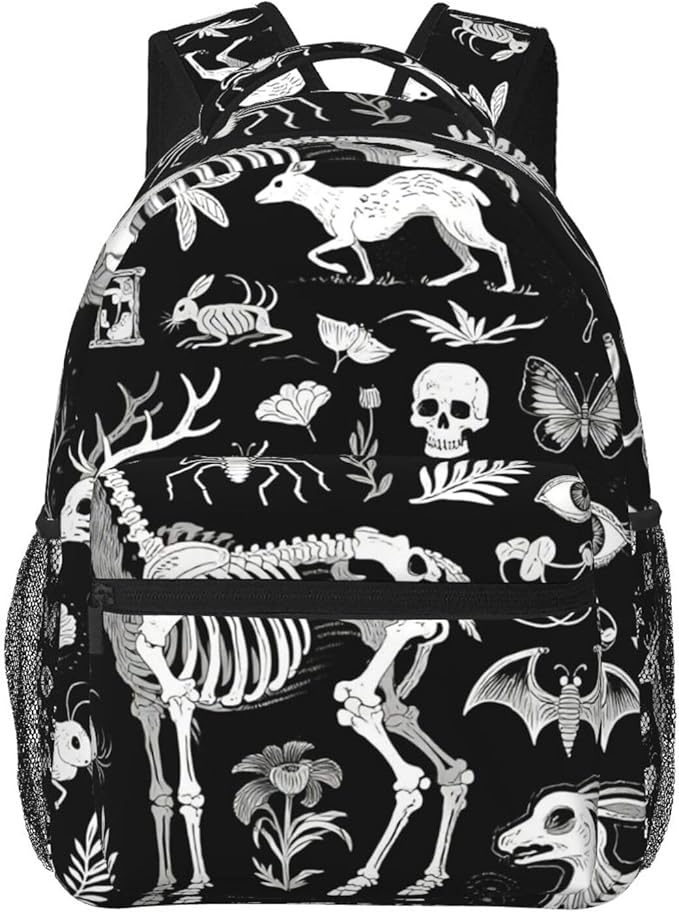 Daypack Backpack Multipurpose Anti-Theft Large Capacity Bookbag, Goth Spirit Board Witch Rabbit Black Art Travel Hiking Camping Rucksack With Adjustable Shoulder Straps