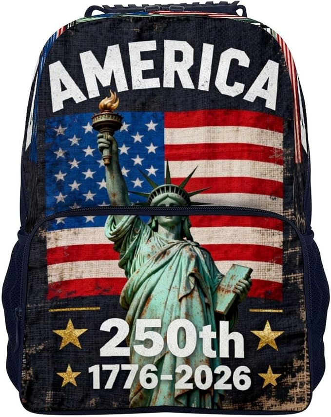 Men Women Lightweight 250th Anniversary 1776-2026 Patriotic Freedom Art Backpack Large Capacity Carry On Bag With Padded Straps for Sports Work Walking Cycling