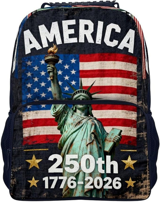Men Women Lightweight 250th Anniversary 1776-2026 Patriotic Freedom Art Backpack Large Capacity Carry On Bag With Padded Straps for Sports Work Walking Cycling