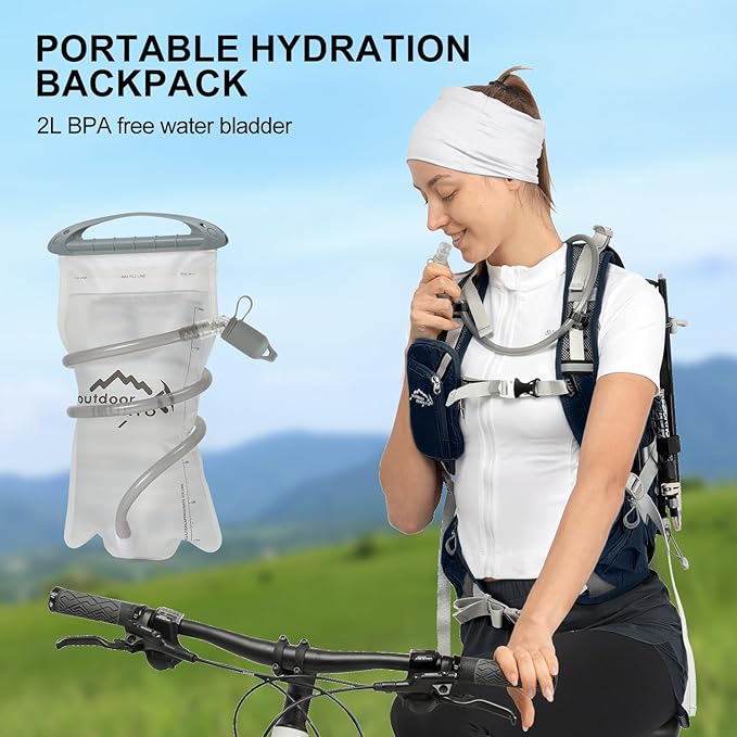 IX INOXTO 20L Hydration Backpack, Waterproof Hiking Internal Frame Backpacks with 2L Hydration Water Bladder and Rain Cover for Men, Lightweight Travel Daypack for Cycling,Camping,Ski (dark blue)