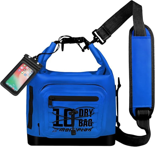 Dry Bag Waterproof,5L/10L/20L/30L Roll Top Dry Bag Backpack with WaterProof Phone Case for Swim,Kayak(Dark Blue 10L)