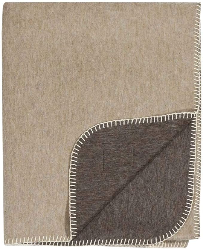 Thick Alpaca Wool Blanket Heavyweight for Camping Outdoors or Using Indoors | Soft Peruvian Alpaca Wool Blankets (Tan/Brown, Twin)