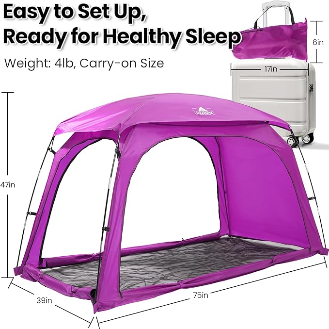 Twin Bed Tent for Girls Deeper Sleep & Privacy, with Built-in Fan Pocket for Improved Airflow, CPC Certified Princess Bed Tent for Kids Sleepover & Room Sharing, Lightweight & Easy Setup(Pink)