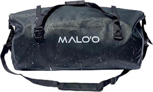 Malo’o Waterproof Dry Duffel, Heavy-Duty Roll Top Waterproof Gear Bag with Shoulder Strap & Molle Loops, Marine Duffel for Kayaking, Boating, Camping, Beach & Travel, Black, 60L