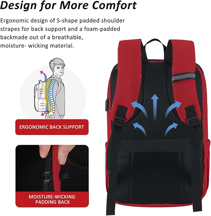 MAXTOP Deep Storage Laptop Backpack with USB Charging Port[Water Resistant] College School Computer Bookbag Fits 17 Inch Laptop