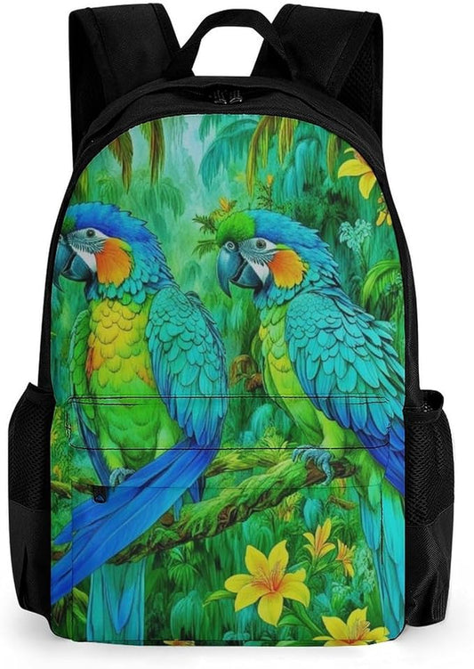 Supdreamc Adults Lightweight Parrots Spirit Art Rucksacks Large Capacity Bookbag With Adjustable Shoulder Straps for Trekking Outdoors Bicycle