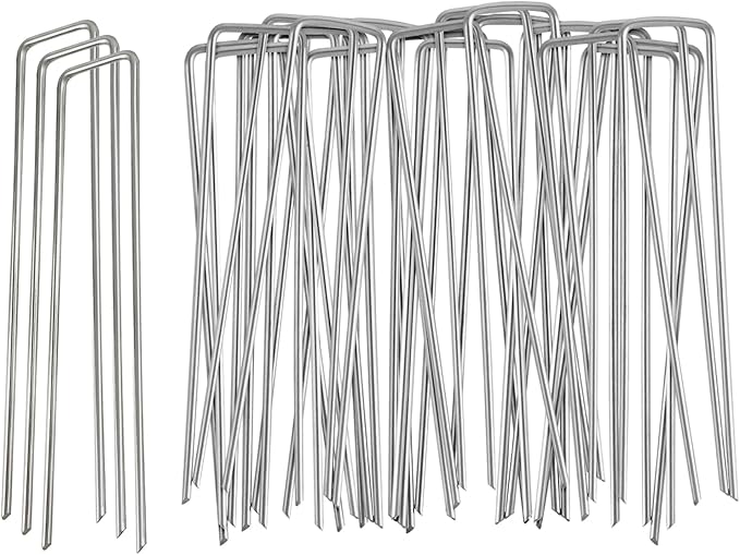 75 Pack Heavy Duty Galvanized Tent Stakes, 6 Inch U-Shaped Stakes for Secure Tents and Canopies, Suitable for Camping and Lawn Events
