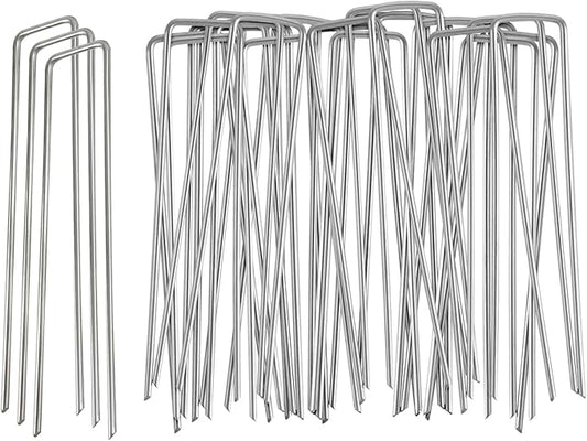75 Pack Heavy Duty Galvanized Tent Stakes, 6 Inch U-Shaped Stakes for Secure Tents and Canopies, Suitable for Camping and Lawn Events