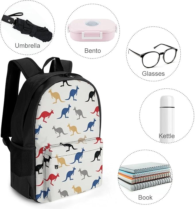 Men Women Polyester Australia Kangaroos Daypack Big Capacity Shoulder Bag With Smooth Zippers for Hiking Work Walking Cycling