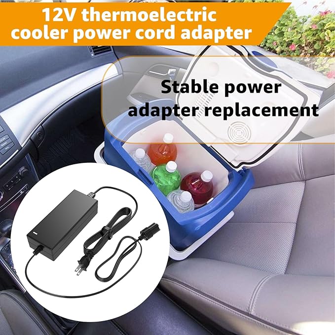 Power Cord Compatible with Coleman,Stirling Electric Cooler,Replacement for Coleman 40 Quart PowerChill Thermoelectric Cooler Power Supply