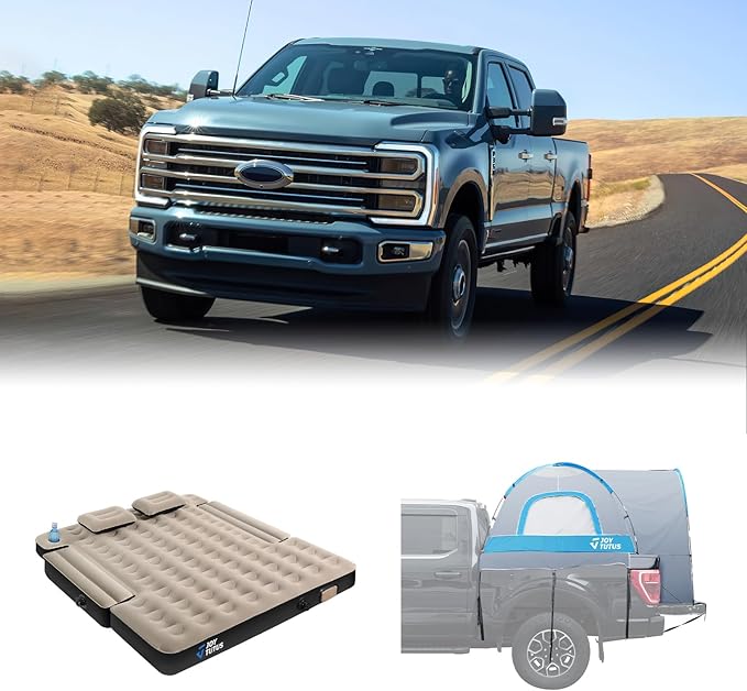 JOYTUTUS Truck Tent with Rainfly 6.5Ft+JOYTUTUS Truck Bed Mattress for 6-6.5Ft with Built-in Pump