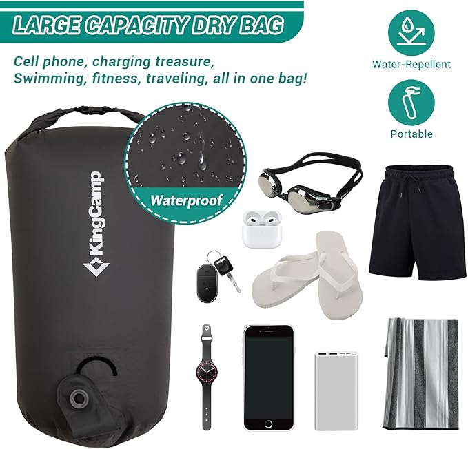 KingCamp Air Pump Sack, Roll Top Compression Pump Bag Ultralight Pump Sack Multi-Use Waterproof Outdoor Dry Bag Storage Bag for Inflation Sleeping Pad, Mattress & Camping Mat