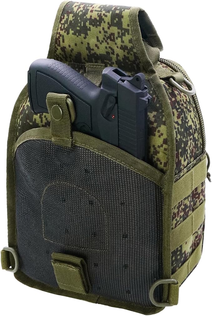 Viriber Tactical Backpack, Waterproof Military Cross-body Molle Sling Shoulder Backpack Chest Bag for Outdoor Every Day Carry Khaki Green ACU