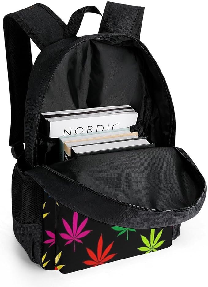 Daypack Lightweight Multipurpose Anti-Theft Colorful Weedleaf Shoulder Bag Large Capacity Laptop Book Bag Rucksack With Adjustable Shoulder Straps