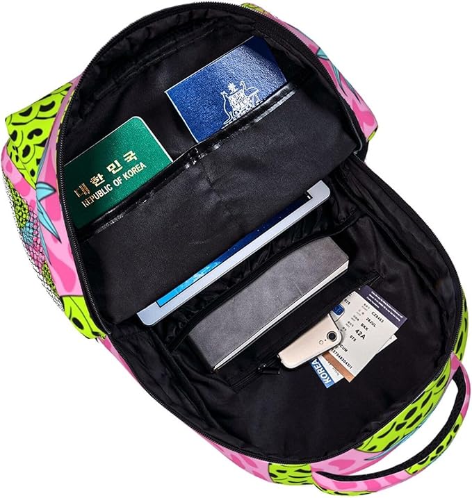 Men Women Lightweight Leopard Pineapple Pink Pattern Backpack Large Capacity Carry On Bag With Padded Straps for Sports Work Walking Cycling