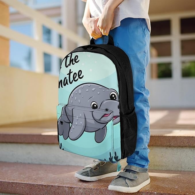 Supdreamc Daypack Backpack Anti-Theft Multipurpose Large Capacity Carry On Bag, Save Manatee Art Traveling Camping Backpack With Side Pockets