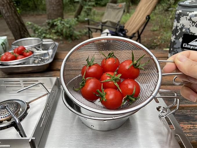 CAMPINGMOON 1pc Stainless Steel Camping Sierra Cup 310ml with 1pc Colander S-220/S-213