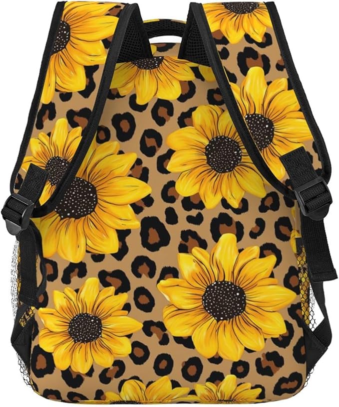 Rucksack Polyester Anti-Theft Multipurpose 90S Sunflower Leopard Bookbag Big Capacity Travel and Sport Backpack Rucksack With Side Pockets