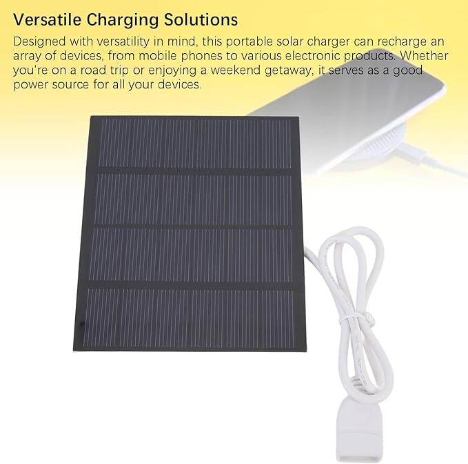 1.5W 6V Portable Solar Panel, Solar Powered Battery Charger with Built in USB Port, Multifunctional Portable Solar Charger for Camping Outdoor Backpacking