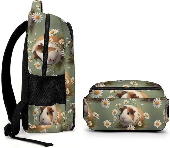 Travel Backpack Guinea Pigs Flowers Print Art for Women Men, Anti Theft Laptop Daypack with Large Capacity for College Work Weekender Outdoor
