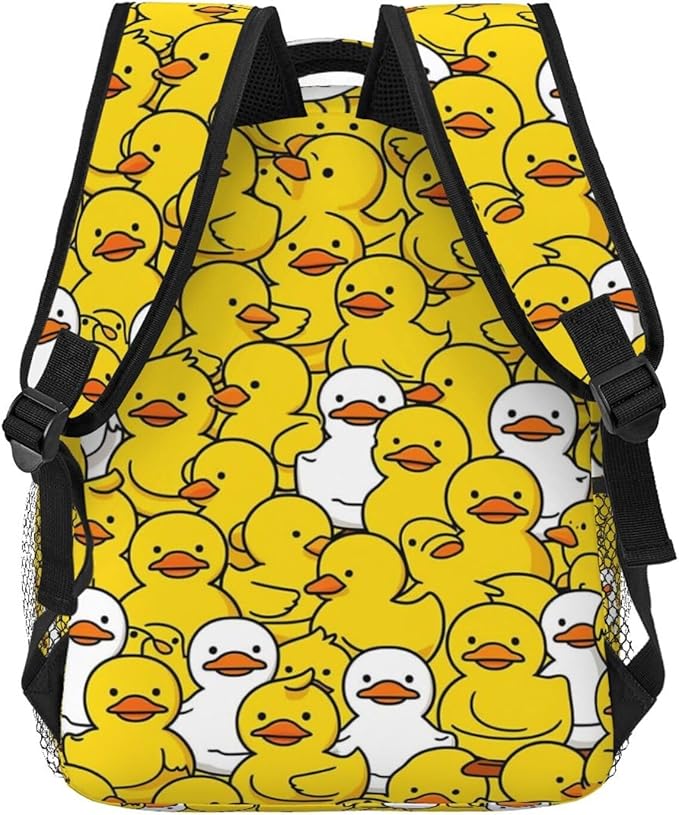 Men Women Lightweight Yellow Flat Mouth Ducks Daypack Bookbag Big Capacity Carry On Bag With Side Pockets for Camping Travel Bicycle