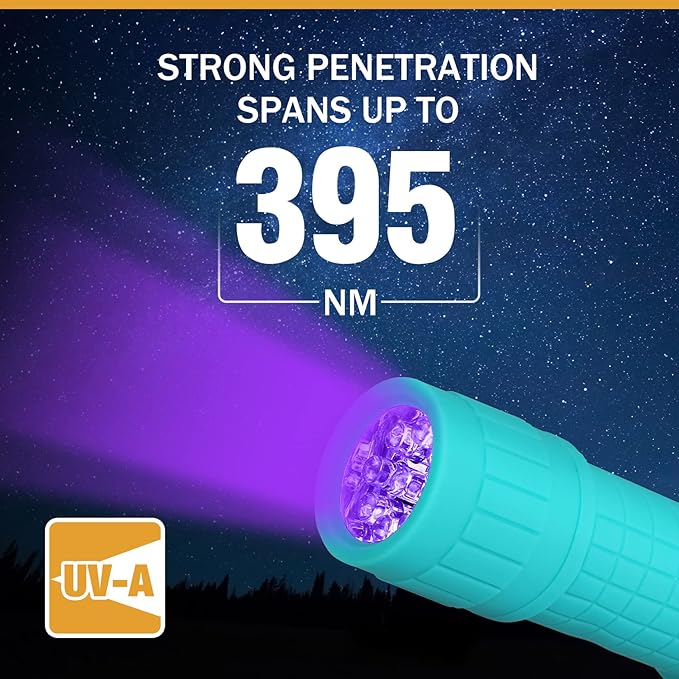 EverBrite Black Light Flashlight 6 Pack, UV Mini Flashlight, 9-Led 395nm Detector for Pet Urine, Stains, Scorpions, 18 AAA Batteries Included