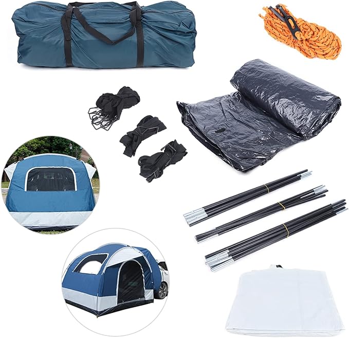 Car Tent Camping Waterproof Truck Tent 4-Person Outdoor Cabin Hiking Shelter Heavy Duty Outdoor Storage Shed Sun Camping Truck Tent Above Ground Camper Top Tents