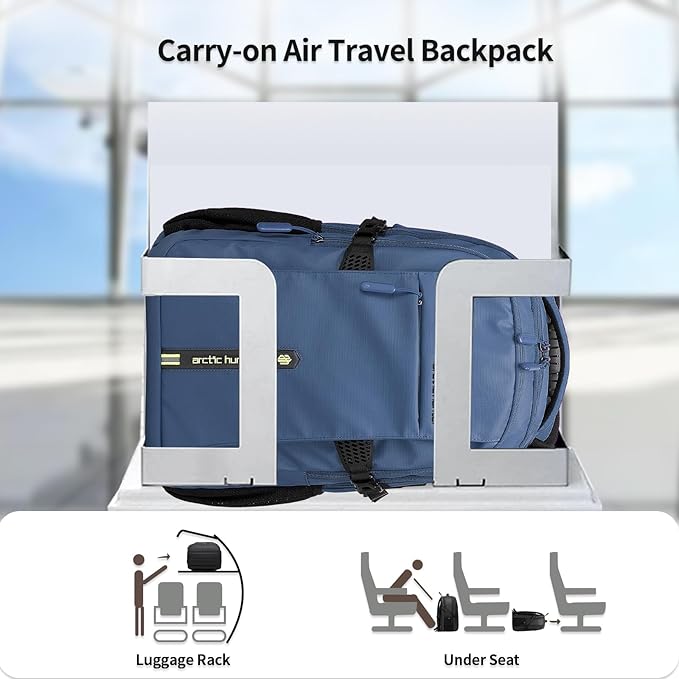 ARCTIC HUNTER AH Blue Business Laptop Backpack for Men Women, 30L Anti-Theft Carry on Travel Backpack Flight Approved for Airplane, Adults Back pack Bag for Work, Commuting, Weekend Casual Daypack