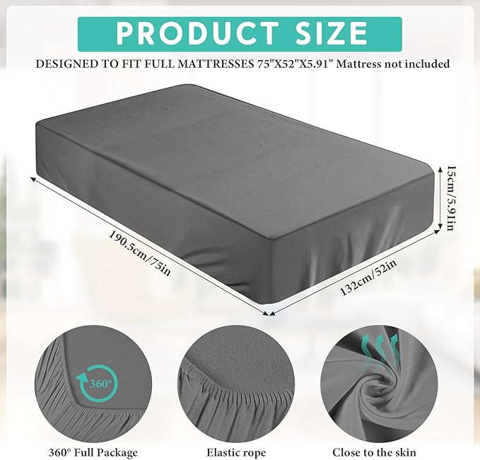 Breling Fitted Sheet (Sheet Only) Compatible with Milliard Trifold Mattress Folding Mattress Fitted Microfiber Bedclothes for Camp Bunk Rvs Bed(Dark Gray,2 Pcs,Full,6'')