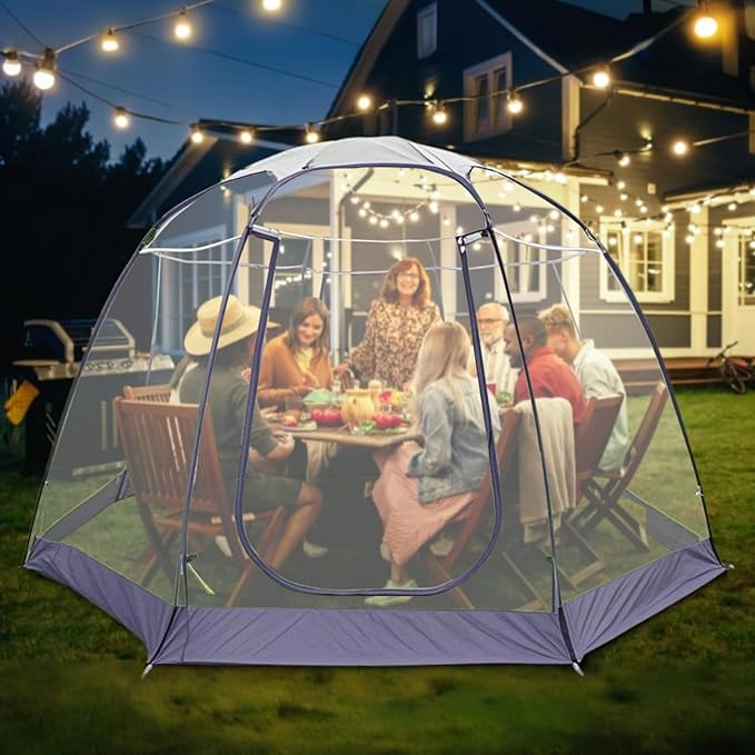 Screen Houses Pop-up Outdoor Camping Tent, 540 Degree Fully Transparent Non Dead Corner Gazebo