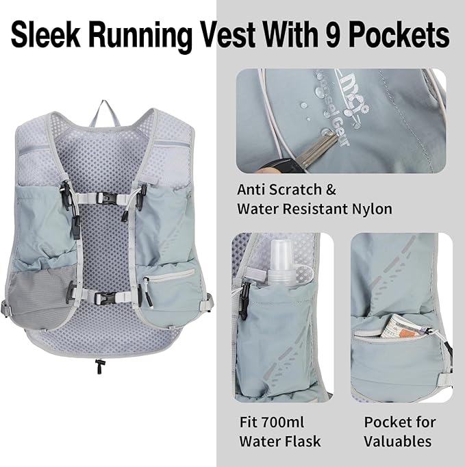 Lightweight Running Vest for Women and Men Hydration Backpack Pack with 1.5L Water Bladder Bag Running Gear Accessories for Hiking Trail Cycling Marathon